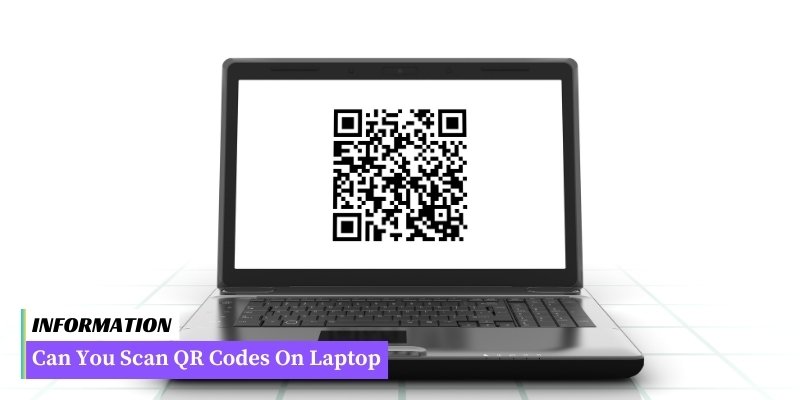 A laptop displaying a QR code scanner software. Scan QR codes on your laptop effortlessly.