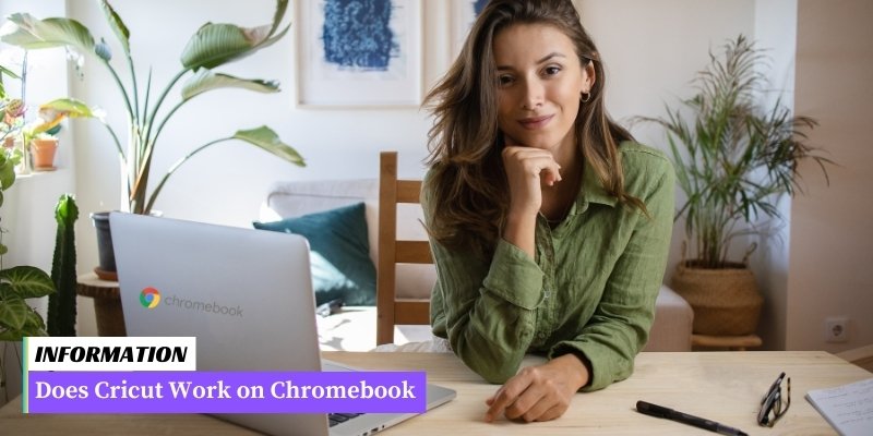 A Chromebook displaying the Cricut Design Space website, indicating that Cricut can be used on Chromebooks.